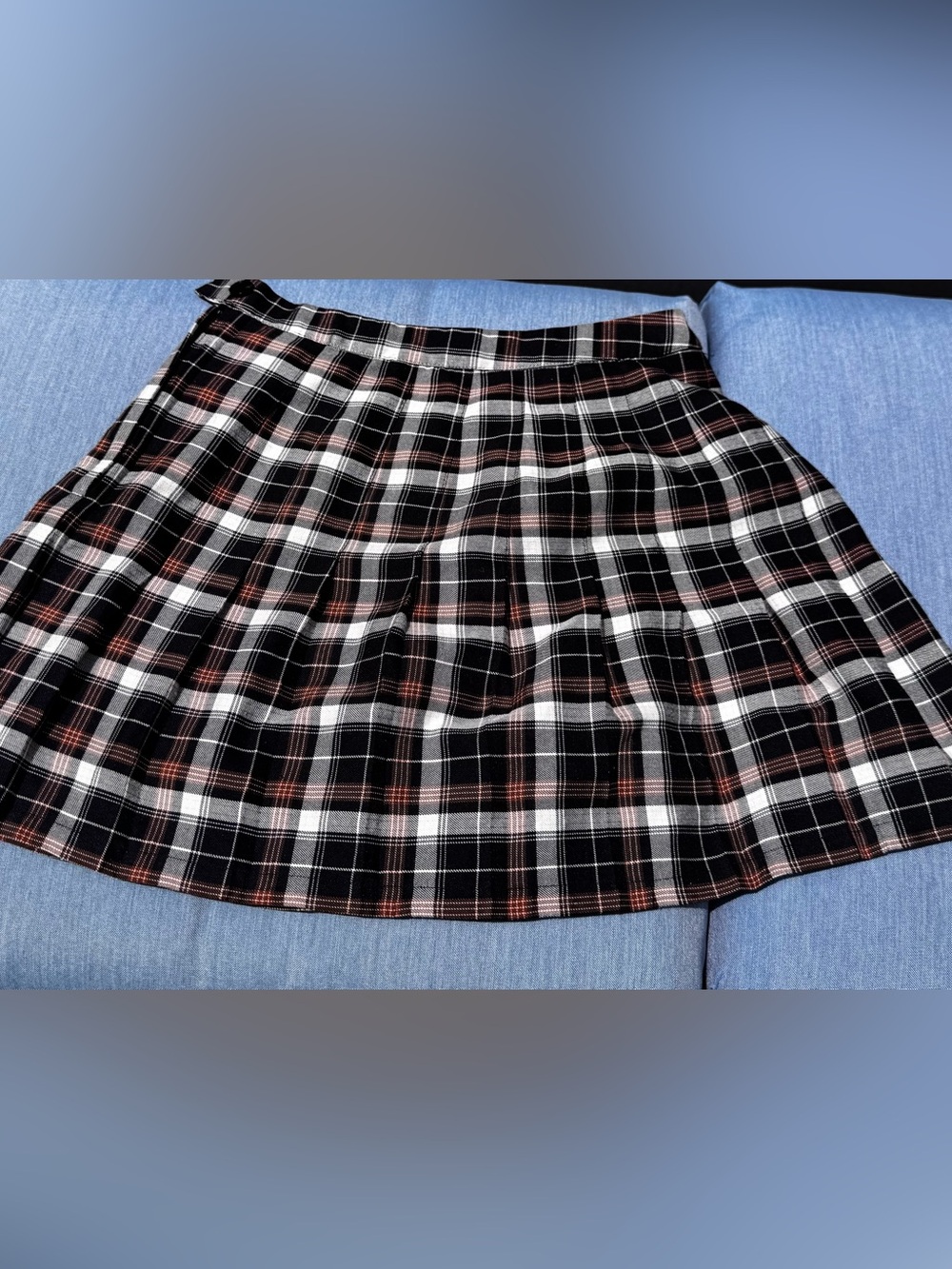 Urban Outfitters Black, White & Pink Plaid Pleated Skirt